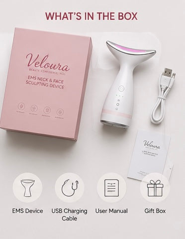 Veloura™ EMS Neck & Face Sculpting Device | LED Beauty Massager